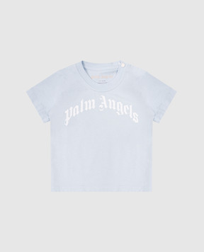 Palm Angels Дитяча блакитна футболка з принтом логотипа PBXB001S24JER002