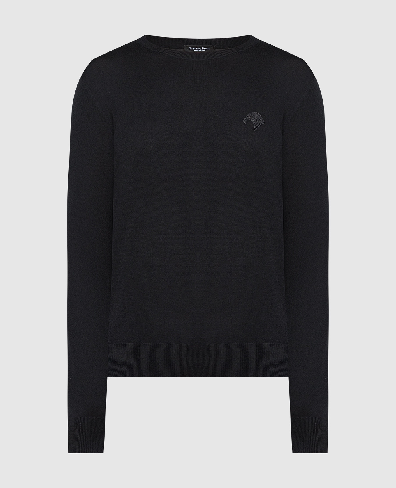 Black wool jumper with logo
