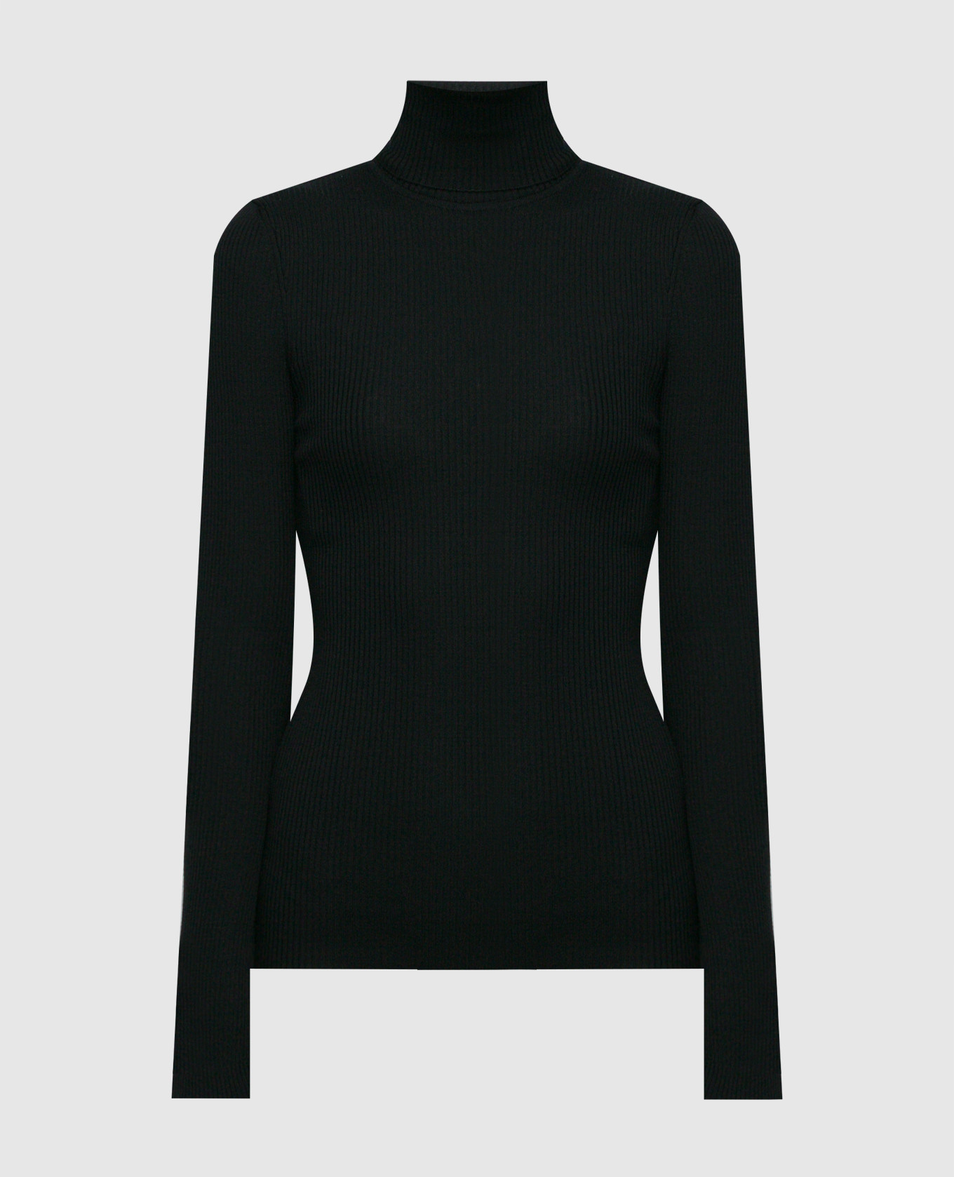 Black turtleneck with ribbed wool