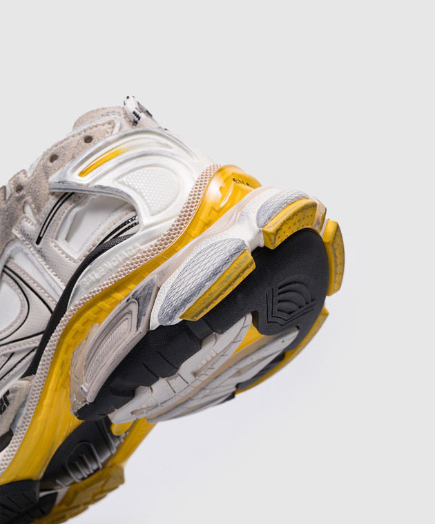 Balenciaga Белые комбинированные кроссовки Runner с винтажным эффектом 772767W3RNY изображение 5