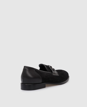 Stefano Ricci Детские черные замшевые лоферы YRU514G824SDVTV