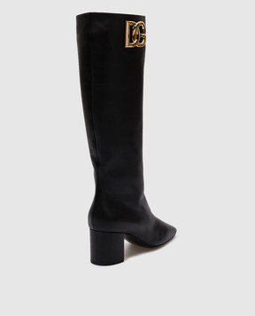 Dolce&Gabbana Чорні шкіряні чоботи з логотипом CU1067AQ513