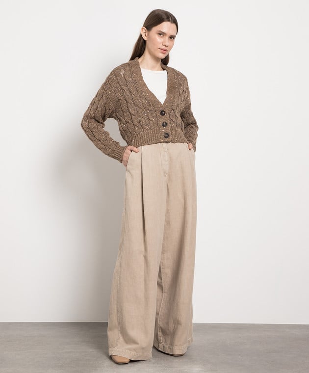 Brunello Cucinelli Brown cardigan with sequins MEA358606P image 2