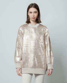 Max Mara Бежева сукня-светр Piovra з вовни з паєтками PIOVRA