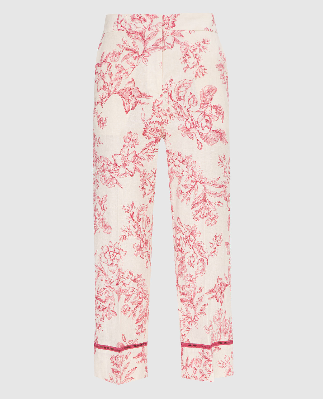 Розовые брюки из льна