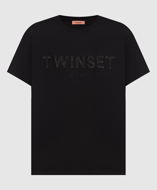 Twinset Black t-shirt with logo embroidery 231TP2471