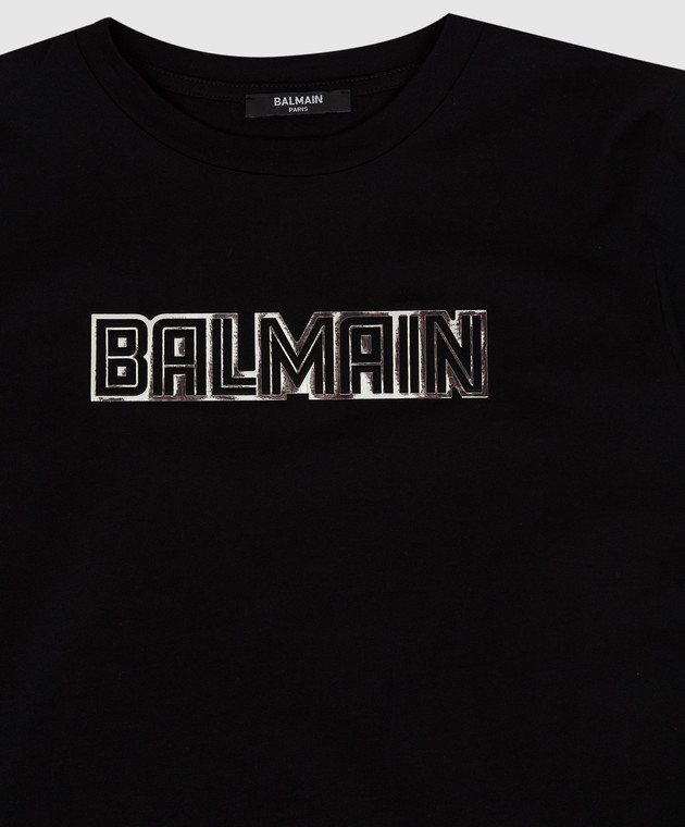 Balmain Дитяча чорна футболка з логотипом. 6Q8501Z0057410 зображення 3