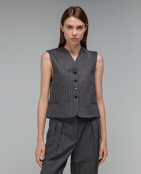 Lou Lou Studio Серый жилет Smith из шерсти и кашемира в полоску SMITH
