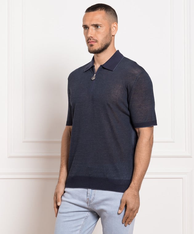 Stefano Ricci Blue linen and silk polo shirt K616328P31F23241 image 3