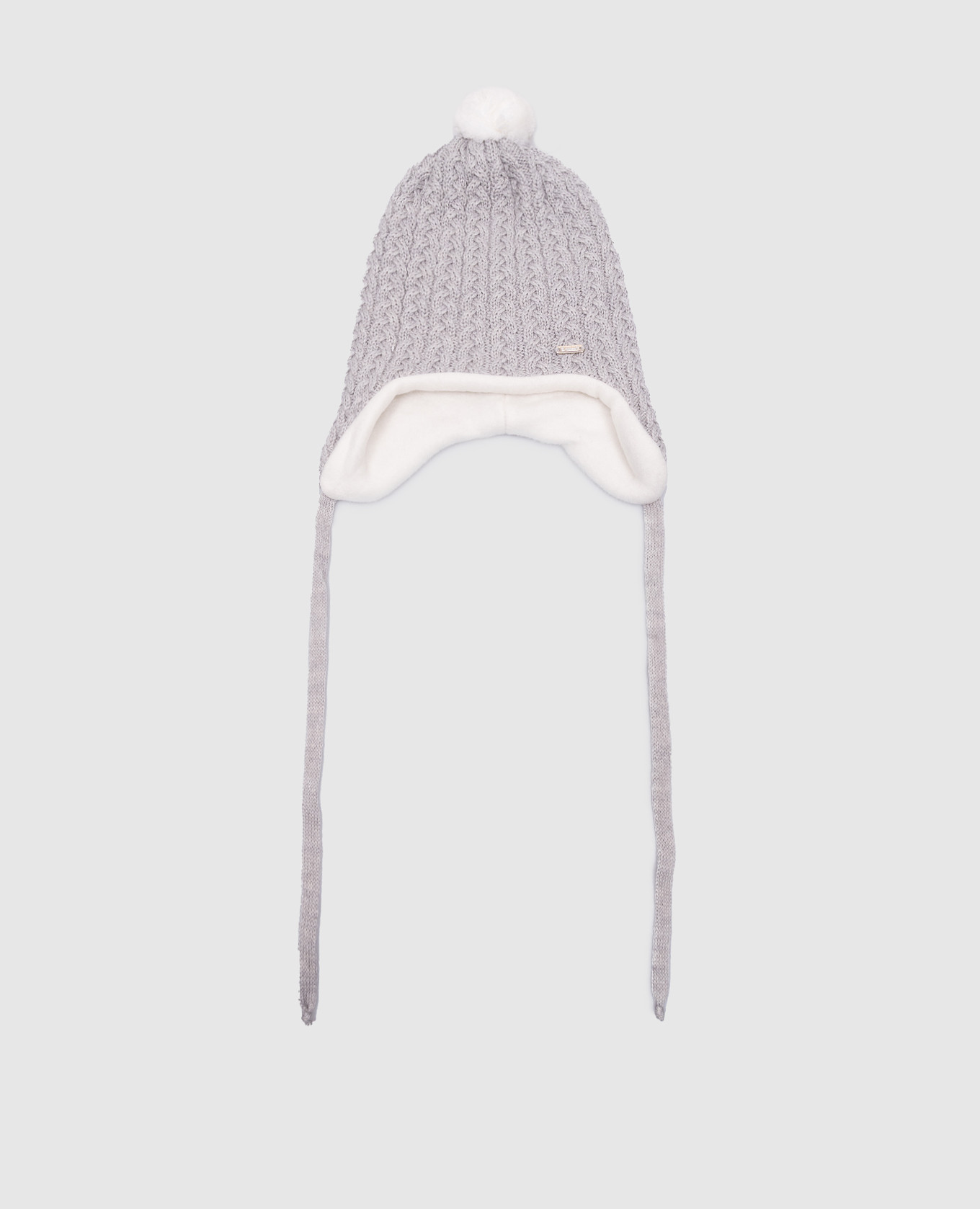 Children's gray hat made of wool with a textured pattern
