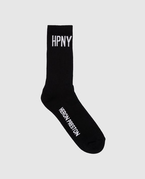 Heron Preston Чорні шкарпетки з візерунком логотипа HMRA008C99KNI002