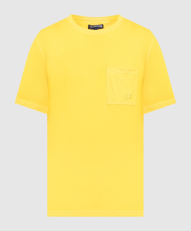 Vilebrequin Yellow Mineral Dye t-shirt with logo embroidery TUSU0P00