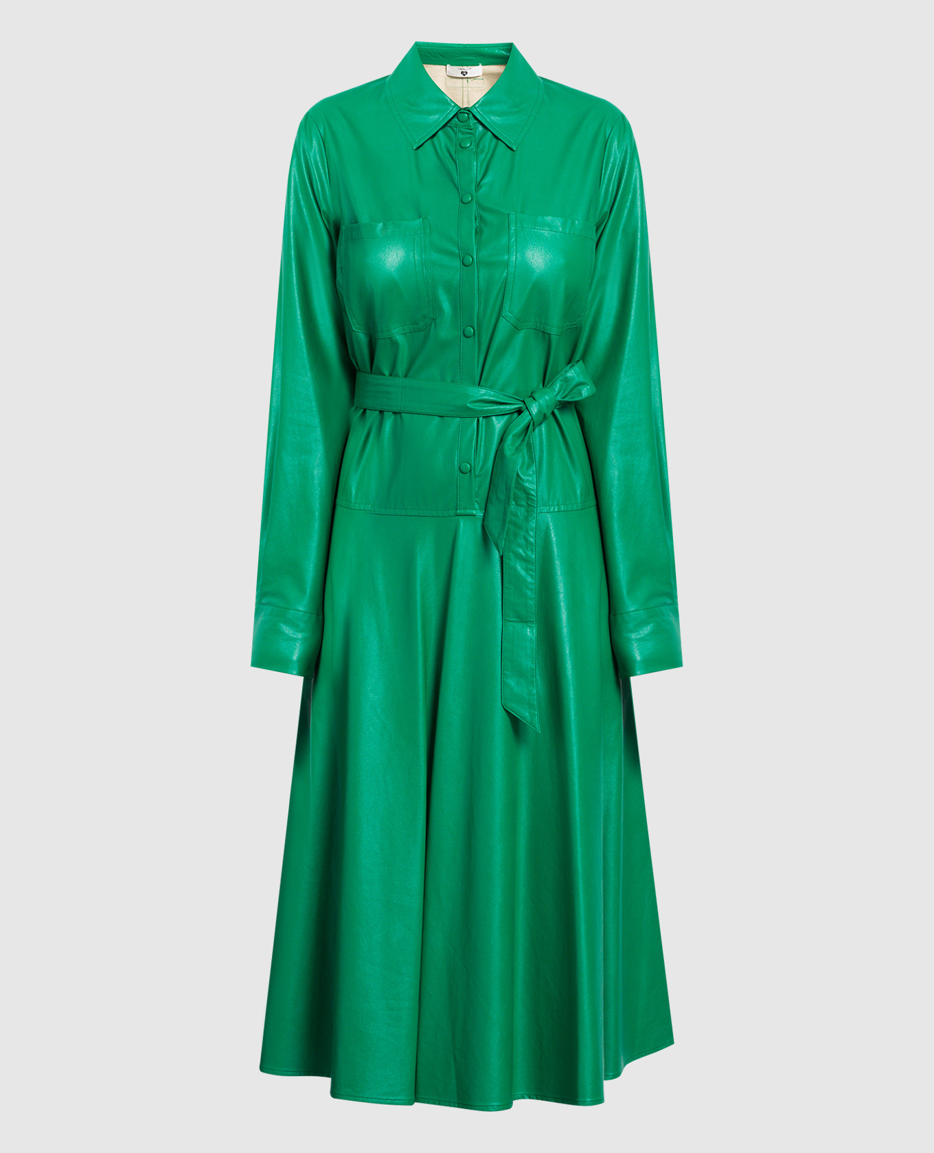 

Зеленое платье-рубашка с патчем логотипа, Зеленый, Повседневные платья