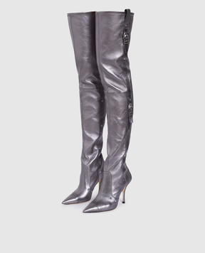 Stuart Weitzman Сріблясті шкіряні ботфорти Ultrstrt Mvrick SF892