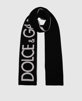 Dolce&Gabbana Дитячий чорний шарф з вовни з логотипом LBKAD5JCVM6