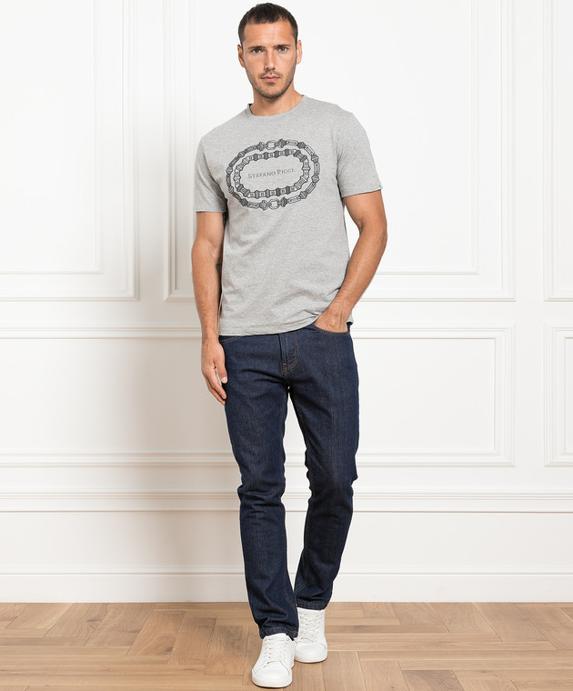 Stefano Ricci Gray t-shirt with logo embroidery MNH3302620803CO image 2