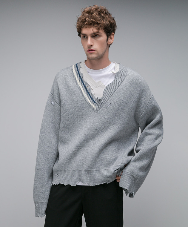 C2H4 Gray pullover with holes R008KW056 buy with Sweden