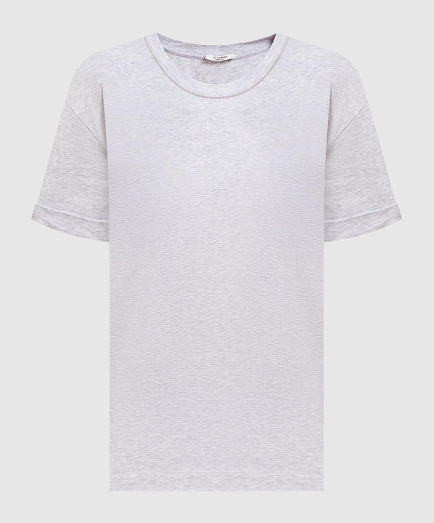Peserico Gray melange t-shirt with monil chain S06167J002378