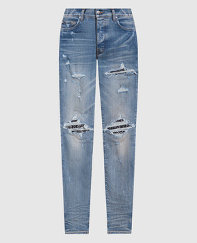 AMIRI Голубые джинсы-скини Бандана MX1 с прорехами PXMDS154
