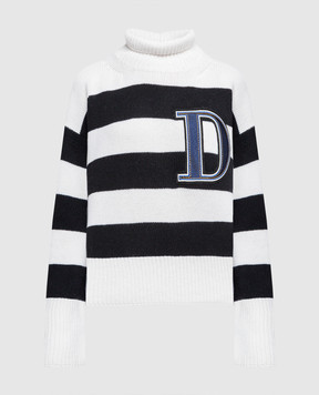 Dondup Білий светр з вовни в смужку DT280M00832R002