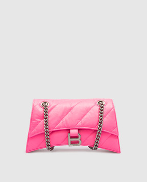 Balenciaga Розовая кожаная сумка-мессенджер Crush с логотипом 7163512AABD