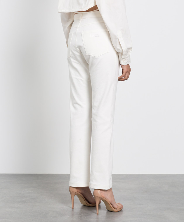 Fendi Білі джинси з тисненням логотипу FLP585AJXP зображення 4