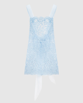 Ermanno Scervino Голубое платье мини с кружевом D422Q313UNZ