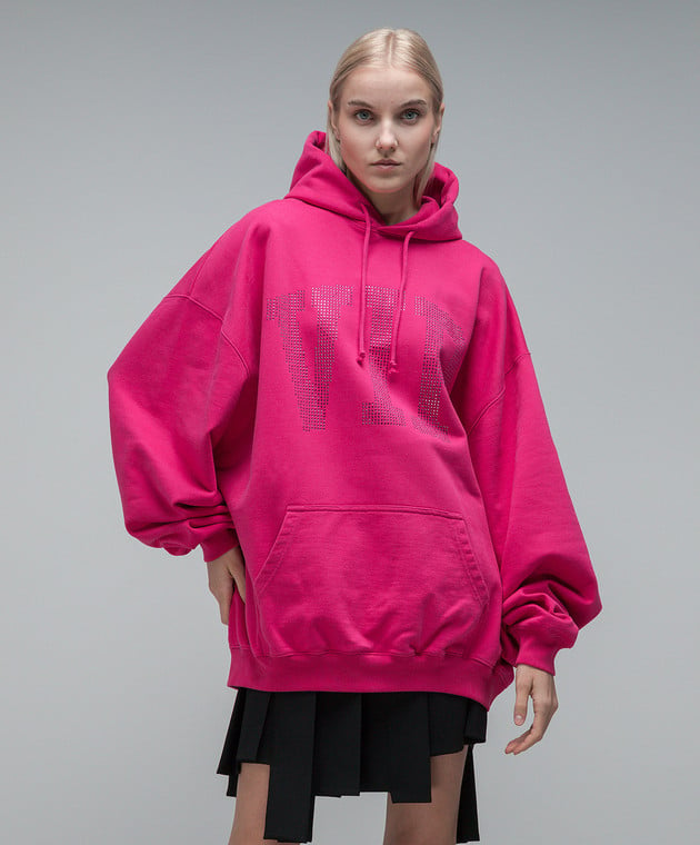 Vetements Pink hoodie with an inscription made of crystals UE54HD700H image 3