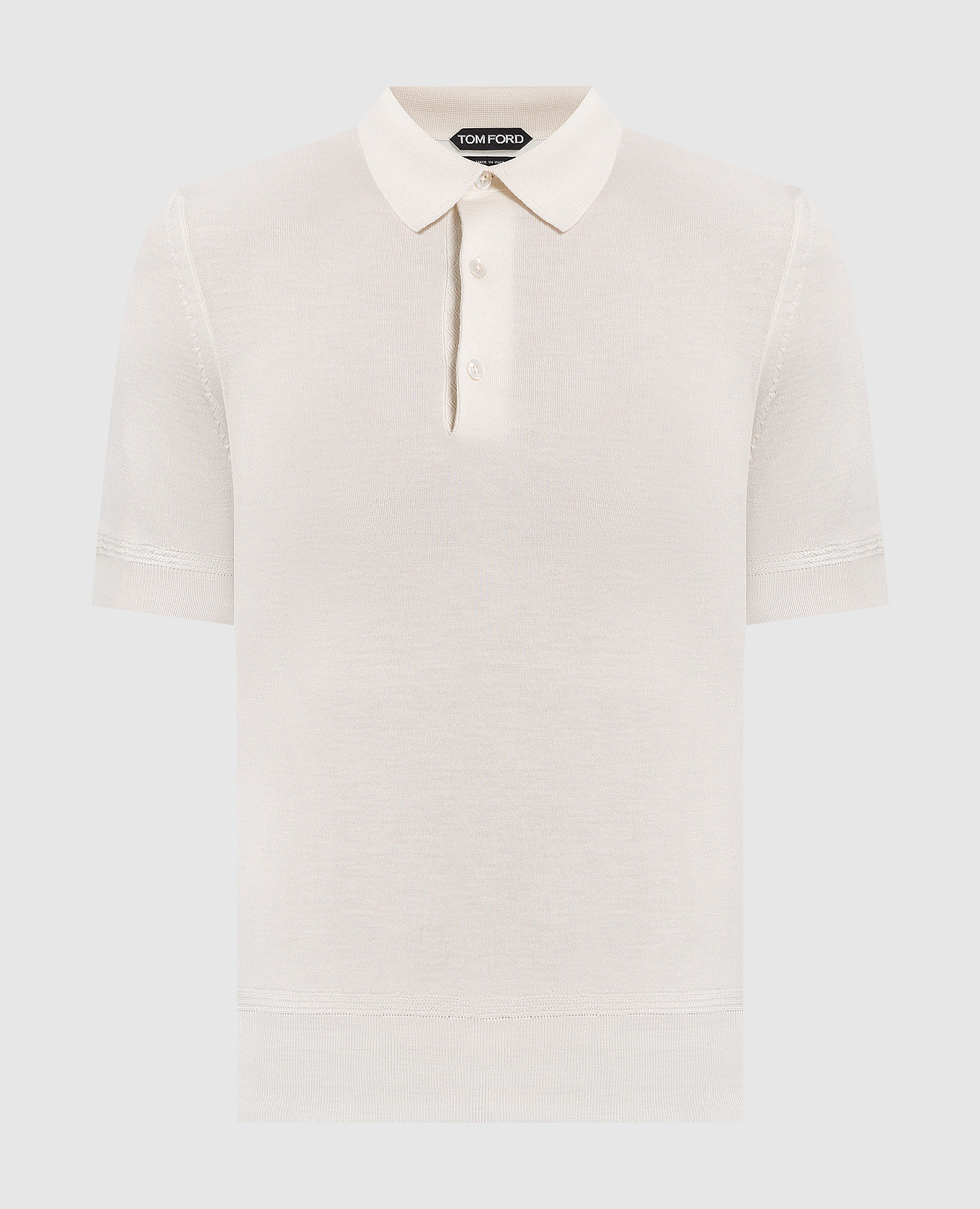 Beige cashmere and silk polo shirt
