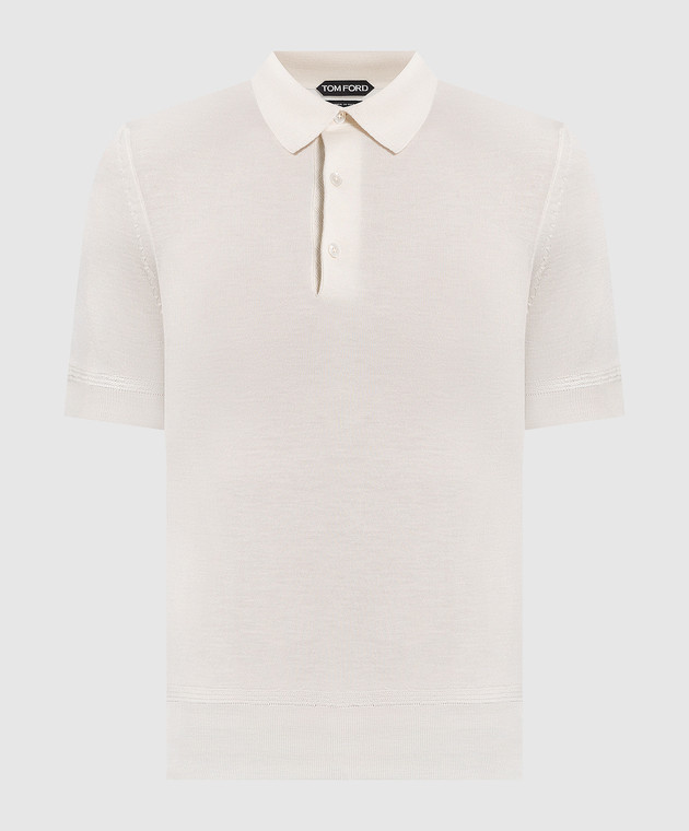 Tom Ford Beige cashmere and silk polo shirt KPS001YMK005S23