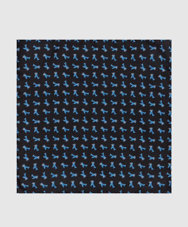Stefano Ricci Дитячий чорний шовковий набір із краватки та хустки-паші у візерунок YDHNG500 зображення 2