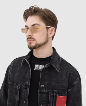 Balmain Золотистые солнцезащитные очки Fixe BPS123D54