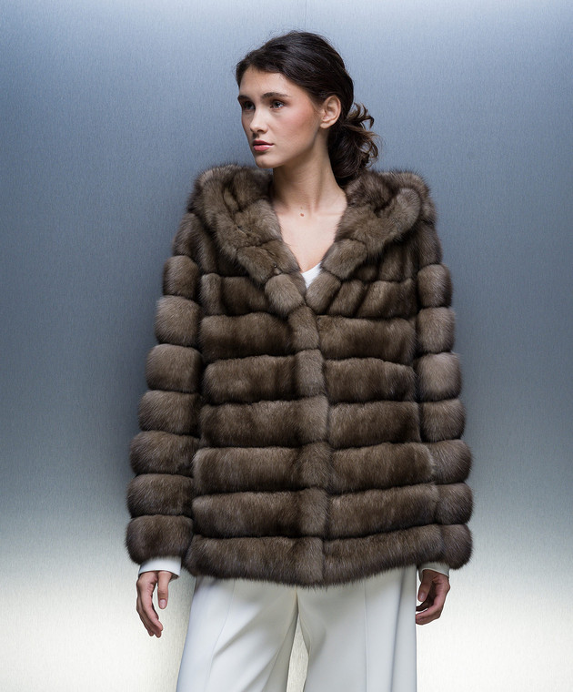 MalaMati Brown sable fur coat with a hood 2420K image 4