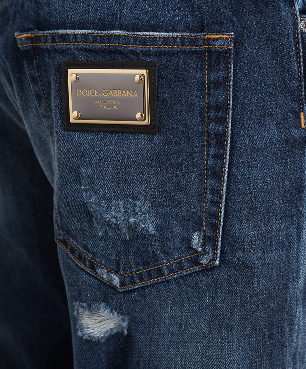 Dolce&Gabbana Сині джинси з ефектом потертості та дірками GYJDADG8GD8 зображення 5