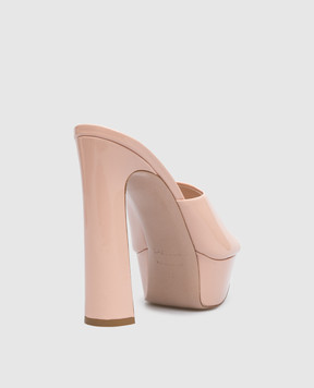 Le Silla Бежевые кожаные лакированные мюли Resort 9377Z100R1PPKAB