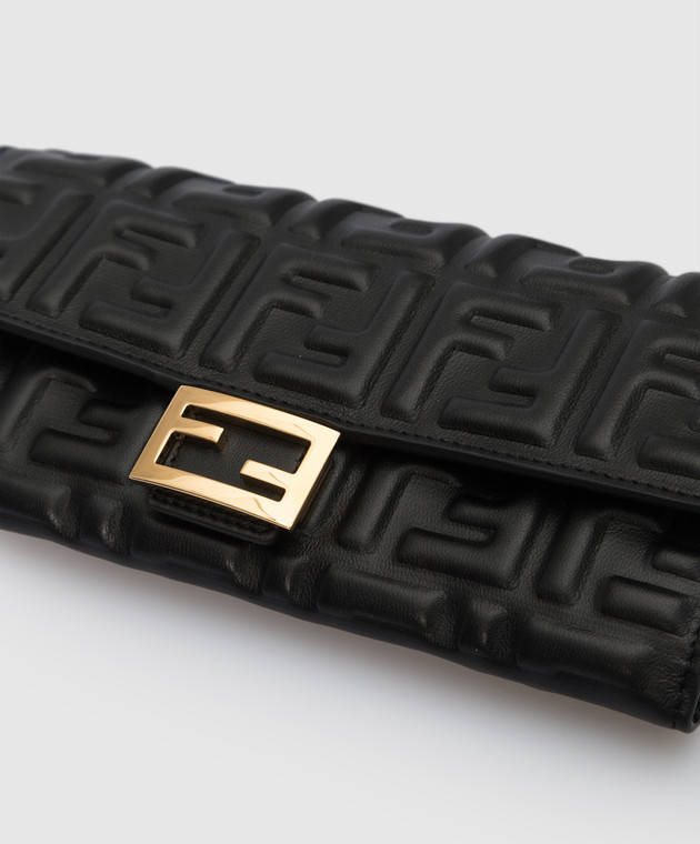 Fendi Шкіряний чорний гаманець з тисненням логотипу 8M0251AAJD зображення 4