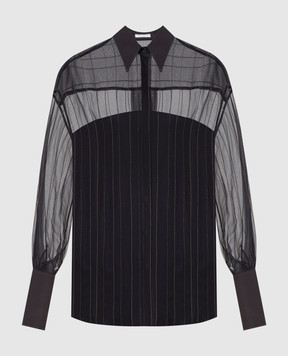 Brunello Cucinelli Шовкова блуза у візерунок з ланцюжками MF940MW406