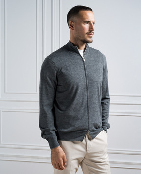 Brunello Cucinelli Сірий кардиган з вовни і кашеміру M2400106