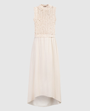 Peserico Бежева комбінована сукня з паєтками E82089F039206A