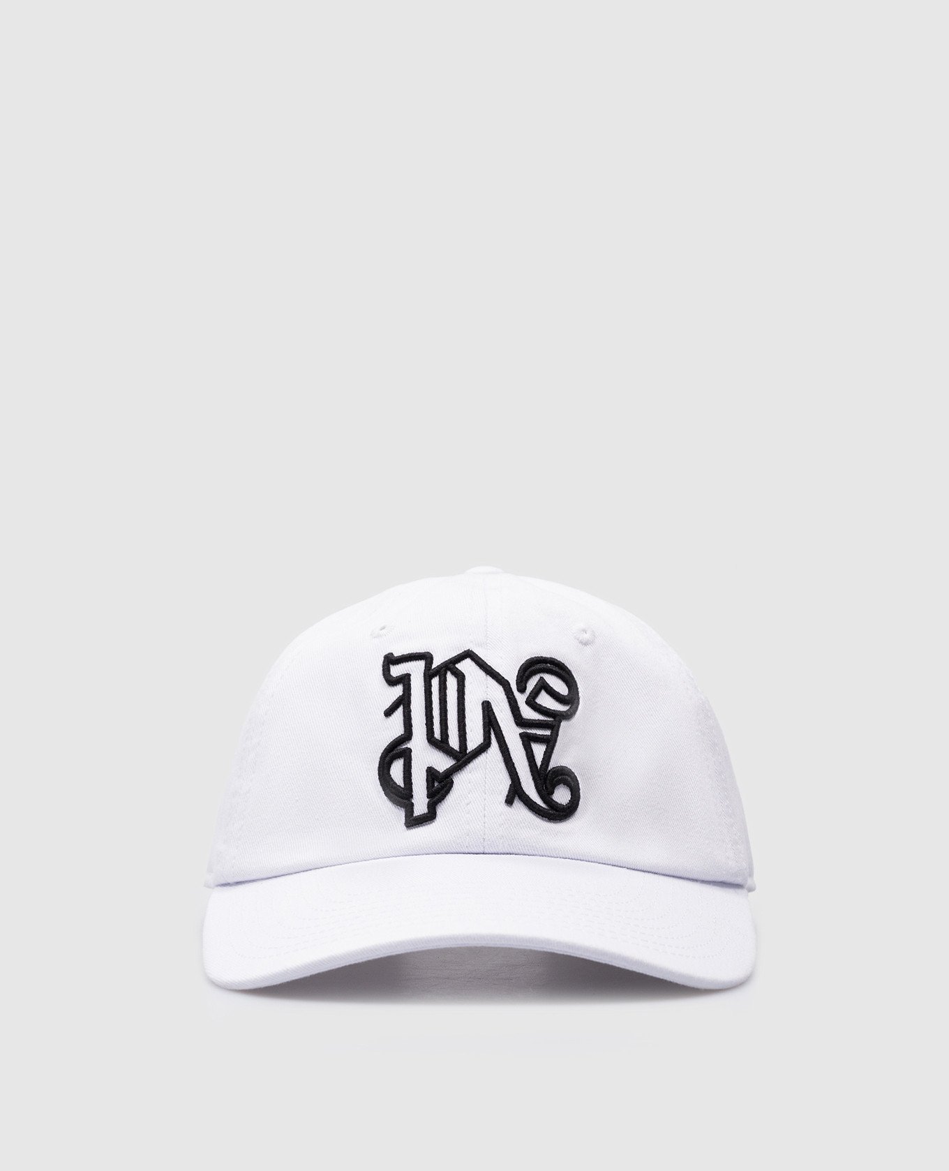 White cap with contrasting logo embroidery