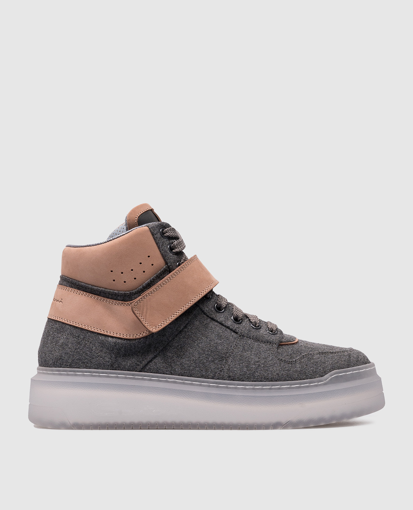 

Серые хайтопы с фактурным логотипом, Серый, Кеды