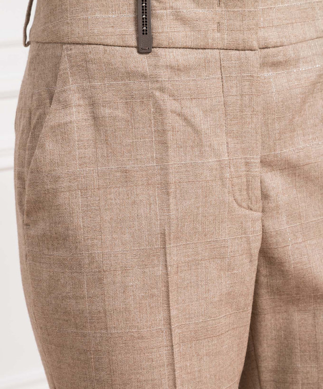 Peserico Бежеві штани з люрексом та відворотами P0462903330 зображення 5