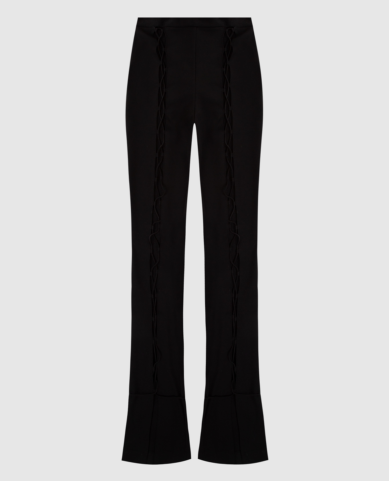 

Черные брюки со шнуровкой, Черный, Брюки клеш