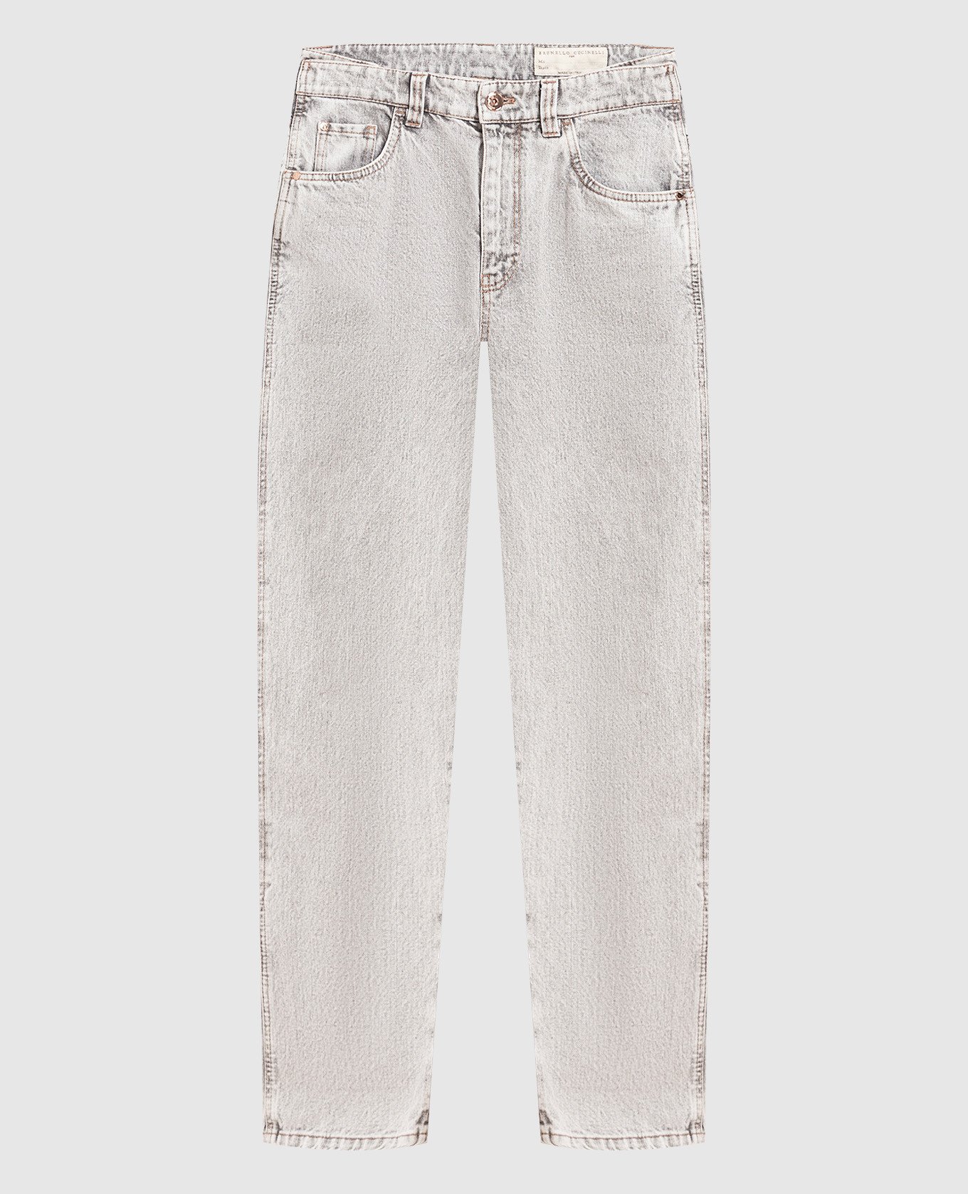 Light gray jeans with monil chain