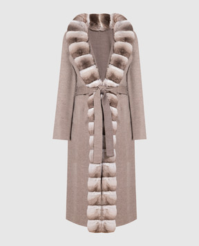 MalaMati Коричневое пальто из кашемира с мехом шиншиллы 150029