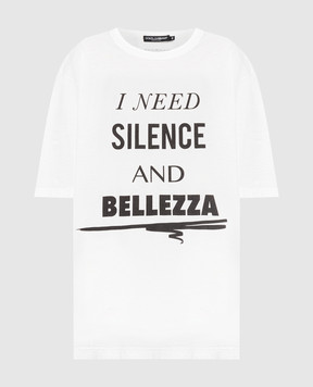Dolce&Gabbana Белая футболка с контрастным принтом F8K26TFH7MM