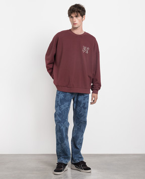 Palm Angels Сині джинси в принт Palmity Allover PMYA030E23DEN001