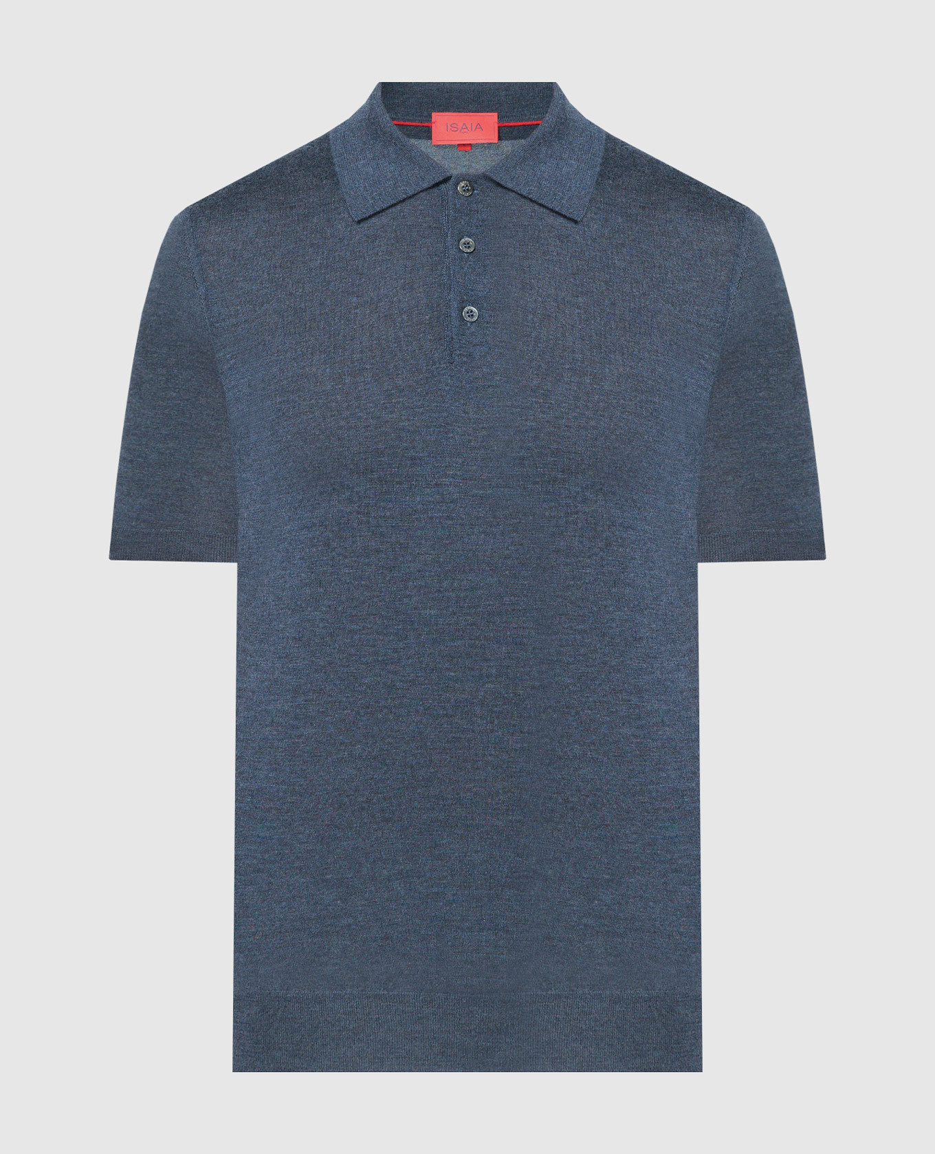 Blue straight cut cashmere and silk polo