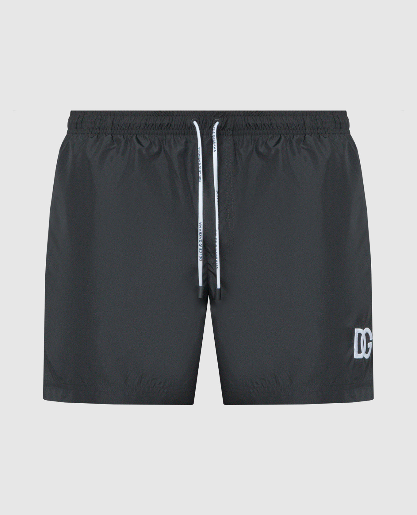 Black swim shorts with logo patch