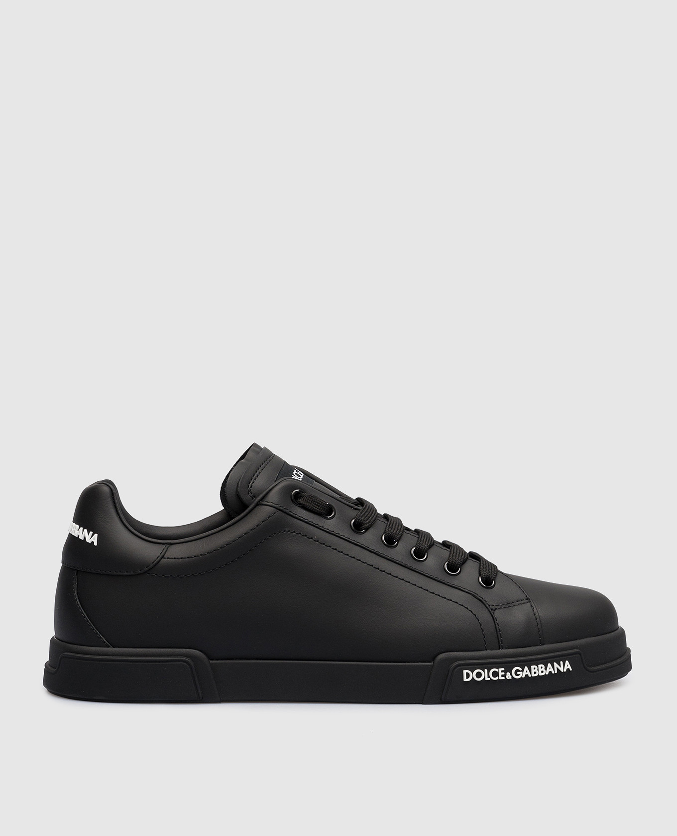Portofino black leather sneakers with logo